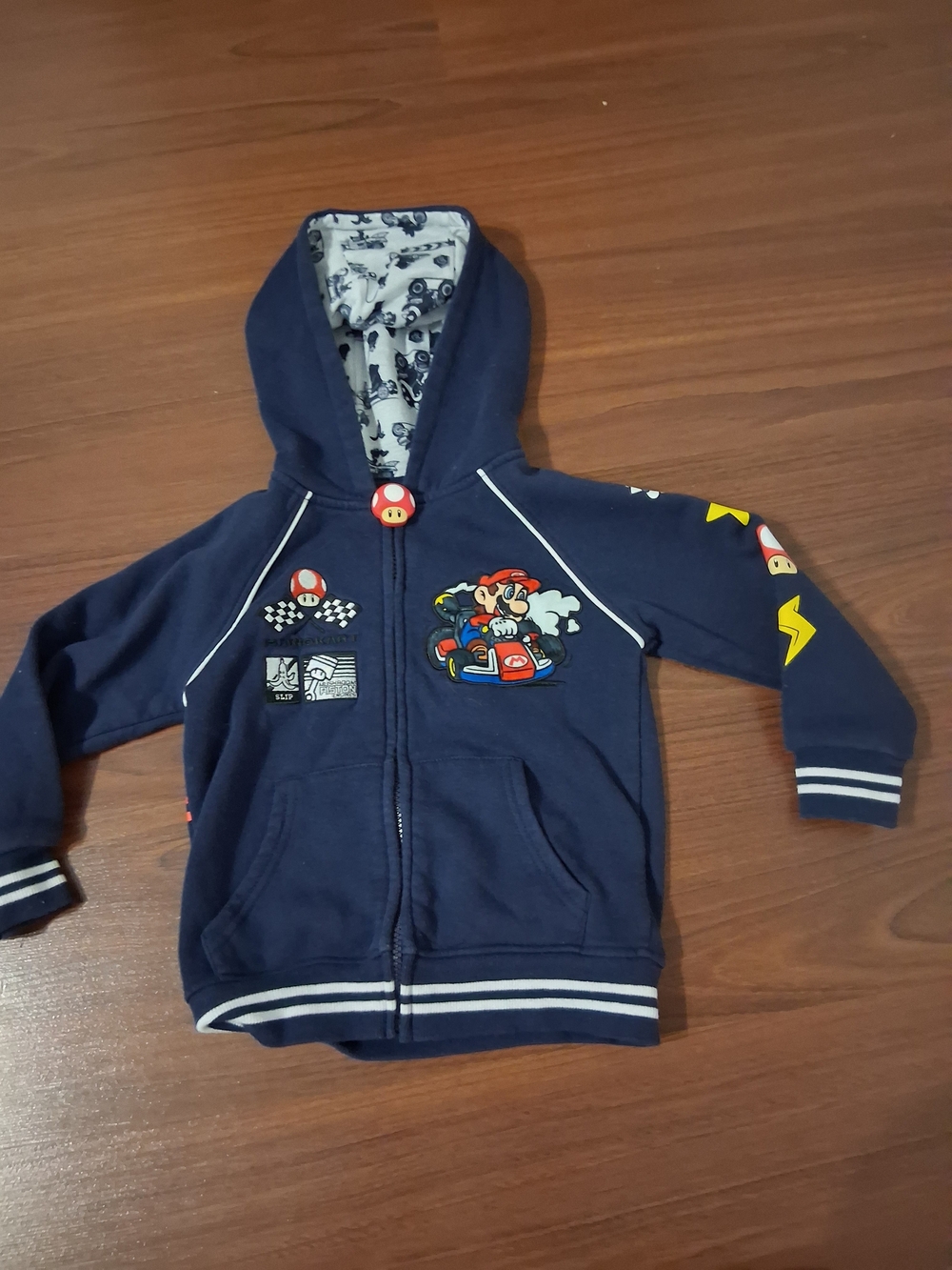 Boys Navy Hoodie with Racing Character Graphic
